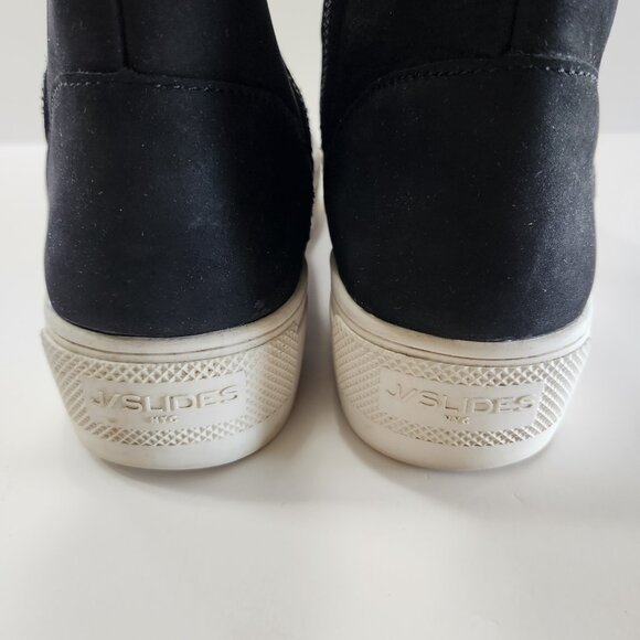 J/Slides NYC "Selene" Black Suede Faux Fur Waterproof Boots Size 7 - Picture 6 of 13